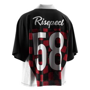 Jersey Retro Transpirable con Cuello Polo y Costuras de Malla para Hombre, con Diseño de Franjas en Contraste de Fútbol Americano - Product Image 6