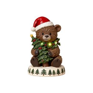 Adorable Oso Navideño de Poliresina Personalizado - con Gorro de Santa, Sosteniendo un Árbol de Navidad Iluminado, Decoración Navideña Occidental Perfecta - Product Image 1