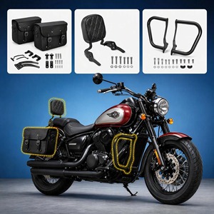 Kit de protection pour moto d'aventure CFMOTO 450CLC, barres anti-chute, protection moteur, dossier pliable, supports de sacoches, acier au carbone - Product Image 1