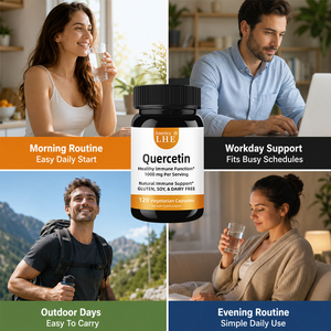 Capsules végétariennes de quercétine Shecome pour soutenir la fonction immunitaire et la santé des hommes et des femmes, complément de quercétine - Product Image 2