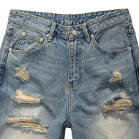 Jeans baggy déchirés personnalisés OEM, coupe large, délavage clair, style vintage streetwear pour hommes