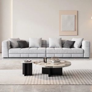 โซฟาสามที่นั่งสไตล์โมเดิร์นมินิมอล ผ้าสีเทา เฟอร์นิเจอร์ห้องนั่งเล่น - Product Image 4