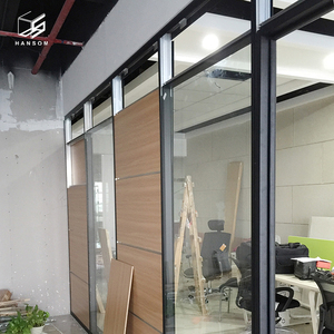 Muebles de oficina comercial Divisor de partición alto transparente moderno Buena calidad Empresa Marco de aluminio Pared de partición de madera de vidrio - Product Image 2