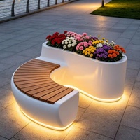 Op maat gemaakte ovale bloembak voor buiten, onregelmatige vorm, grote maat, lichte Romeinse bloempot, glasvezel tuin decoratiebank