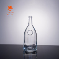 Bouteille en verre pour whisky de 700 ml - Bouteille en verre ovale à fond épais, adaptée aux spiritueux haut de gamme, avec bouchon en liège