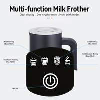 Espumador de Leche Eléctrico 4 en 1 con Mango Ergonómico, Luz LED Púrpura, Acero Inoxidable, Calentador de Leche para Espuma Fría y Caliente, Chocolate Caliente, Libre de BPA
