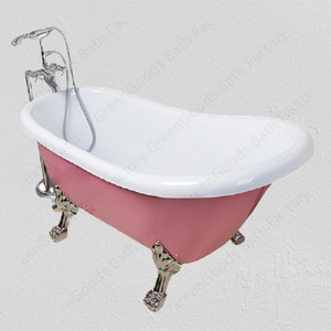 <span class=keywords><strong>Baignoire</strong></span> autoportante classique ovale rose en acrylique à pieds, pour salle de bain intérieure, avec pieds - Product Image 3