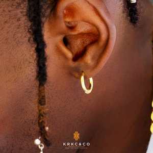 Pendientes de Aro de Plata de Ley 925 con Baño de Oro de 14K y Circonita Cúbica, Hipoalergénicos, para Hombre y Mujer - Product Image 2