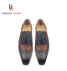 <b>Men</b> Genuine <b>Leather</b> Oxford Dress Shoes Pigskin Lining Massage Insole Breathable Hand-Painted Rubber Sole Wedding Office & Career - Product Image 1