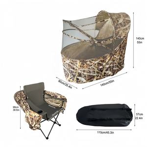 Abri de chasse à cadre haute résistance avec chaise intégrée, tente pop-up camouflage imperméable pour la chasse aux oiseaux aquatiques en extérieur toutes saisons - Product Image 2