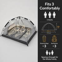 Tentes de camping instantanées imperméables pour 3 personnes - Légères, portables, en fibre de verre et polyester, utilisables en 3 saisons