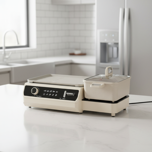 หม้อไฟฟ้าพับได้เคลือบ PTFE ป้องกันติดอาหาร ถอดประกอบได้ พร้อมเตาบาร์บีคิว ควบคุมอุณหภูมิแบบดิจิตอล ประหยัดพลังงาน ไร้ควัน - Product Image 1