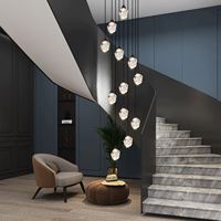 Lustre en cristal en spirale moderne pour salon de villa, hall d'hôtel, éclairage d'escalier pour plafond haut
