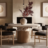 Ensemble de table à manger de style américain de luxe pour hôtel, design 2026, meubles d'intérieur, tables à manger en bois massif