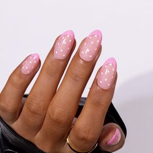 เล็บปลอมแบบกดติด 30 ชิ้น ลายจุดสีชมพูสไตล์ฝรั่งเศส น่ารักสำหรับสาวๆ สวมใส่ได้ทุกวัน รีไซเคิลได้ พร้อมกาวในตัว รับผลิตแบรนด์ส่วนตัว - Product Image 3