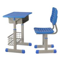 Ensemble de bureau et chaise d'école réglables à colonne unique, table d'étude avec boîte à livres et panier métallique, mobilier moderne pour salle de classe pour enfants