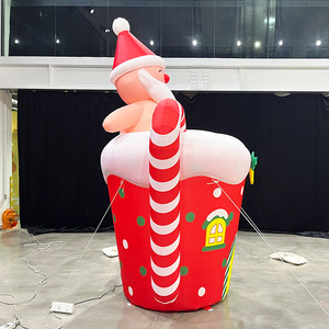 Santa Claus Inflable Navideño Impermeable de Oxford con Bastón de Caramelo, Santa Claus Inflable Resistente para Decoraciones Navideñas - Product Image 2