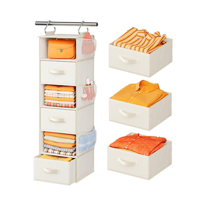 Home Classic 6-<b>Shelf</b> Foldable Hanging Closet Organizer Non-Woven Fabric Multifunction Storage for Living Room Clothing - Product Image 1