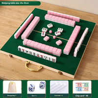 Table de jeu en bois légère et pliable, ensemble complet de mini mahjong, kit compact pour les voyages en camping, les loisirs en famille