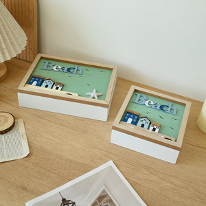 Caja de Joyería de Madera con Temática Oceánica, con Compartimentos, Organizador Decorativo de Escritorio para Casa de Playa - Product Image 1