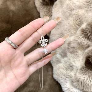 ชุดเครื่องประดับหรูหราไอริส ระดับไฮเอนด์ เงินแท้ S925 ดีไซน์เฉพาะกลุ่ม ประดับเพชรเต็มตัว พร้อมจี้รูปดอกไอริสและต่างหู - Product Image 4