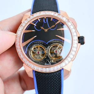 Montre élégante pour homme avec boîtier en or rose et motif chauve-souris, tourbillon, bracelet rouge-noir, idéale pour les dîners haut de gamme et les anniversaires - Product Image 3