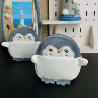 HECION Dompet Koin Boneka Penguin Pink Lucu, Tas Koin Keras untuk Anak, Kantong Lipstik & Kabel Data, Hadiah Boneka untuk Anak-Anak
