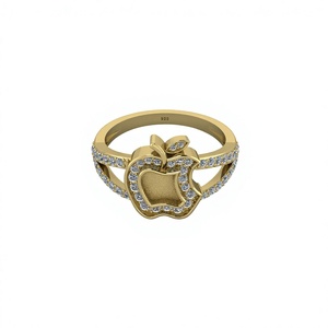 Bague à sertir vierge en argent sterling 925 massif de haute qualité avec logo Apple, sertissage CZ, pour la création de bijoux DIY pour la conservation du lait maternel - Product Image 1