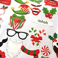 Lot de 32 accessoires photo de Noël en acier inoxydable, accessoires de prise de vue portatifs incluant la barbe du Père Noël et des masques amusants, provenant de Chine