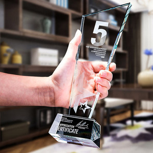 Crystal <b>Trophy</b> K9 White Laser <b>Engraved</b> UV Printing Durable Business Gift for Frontline Workers LS-A858 - Product Image 5