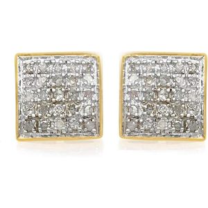 Pendientes de Diamantes Ornaatis, 0.15 Quilates en Total, Corte Redondo, Color G-H, Claridad I, Oro Amarillo de 10K, Engaste Cuadrado, para Uso Diario de Mujer - Product Image 1
