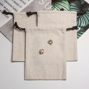 RTSカスタムロゴ高品質ヘリンボーンコットン巾着袋ジュエリーギフトポーチ - Product Image 6