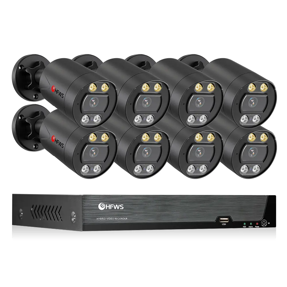 CCTV 보안 8MP 4K HD 야외 감시 카메라 키트 방수 모션 감지 8 채널 카메라 시스템