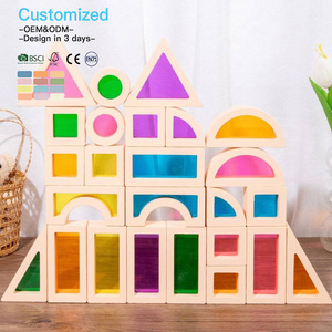 EDULAND Puzzle en bois sensoriel Montessori pour enfants 25 pièces OEM ODM Blocs de construction en acrylique <span class=keywords><strong>Jouet</strong></span> éducatif créatif - Product Image 2