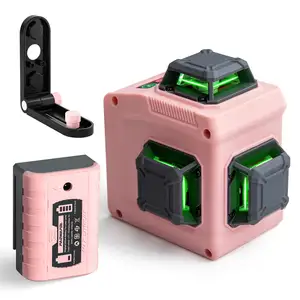 Factory straight hot 3d 12-line 360-degree pink TPR soft rubber material laser green measuring tools