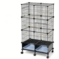 Équipement durable pour l'élevage d'oiseaux : Cages spacieuses pour villas à trois étages mobiles pour grands perroquets et cages-nids pour oiseaux