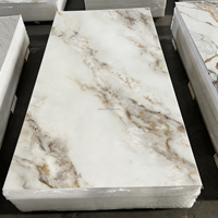 Panneau de marbre artificiel veiné blanc-noir, résistant à l'humidité et aux rayures, pour revêtement mural intérieur d'espaces commerciaux