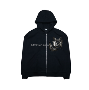 Sudadera con Capucha Azul Marino para Hombre con Diseño de Murciélago, Corte Regular, Informal, con Logotipo Frontal en Color Sólido y Tejido de Punto - Product Image 3