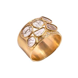 Anillo de Boda Unisex Chapado en Oro de 18K, Anillo Hecho a Mano con Diamante Natural Tallado para Compromiso, Joyería de Vermeil para Regalo - Product Image 4