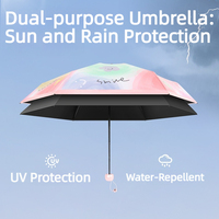 Parapluie pliant OEM personnalisé avec logo, 5 plis, double 6 baleines, impression numérique, revêtement noir, protection UV, pour femmes, filles, cadeau d'affaires