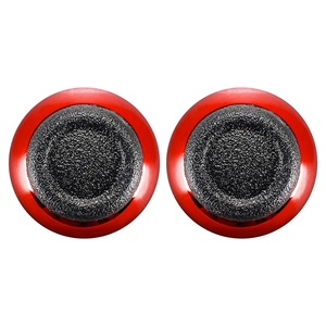 EXtremeRate Chroming Red & Black Customized Replacement Analog Black Rubber Thumbsticks Compatible with <b>PS4</b> <b>Controller</b> - Product Image 4