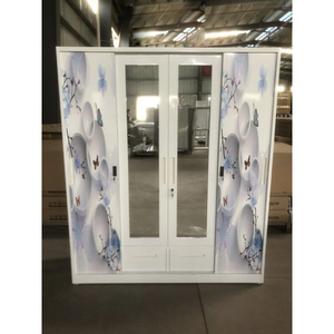 Armoire d'impression <span class=keywords><strong>de</strong></span> couleur armoires à <span class=keywords><strong>portes</strong></span> coulissantes chambre à coucher Almirah fer Design <span class=keywords><strong>placard</strong></span> armoire en métal <span class=keywords><strong>miroir</strong></span> 4 <span class=keywords><strong>portes</strong></span> armoire en acier - Product Image 4