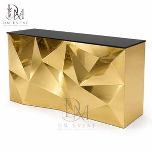 Barra de Bar Desmontable de Acero Inoxidable Dorado Personalizada con Panel Geométrico de Origami y Cubierta de Vidrio Templado Espejado - Product Image 2