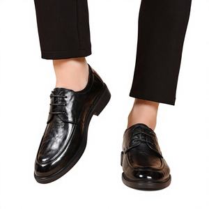 Men's British-Style Solid Breathable <b>Dress</b> Shoes Genuine Leather Comfortable Casual Derby Spring Winter Autumn Lace-Up Commuter - Product Image 1