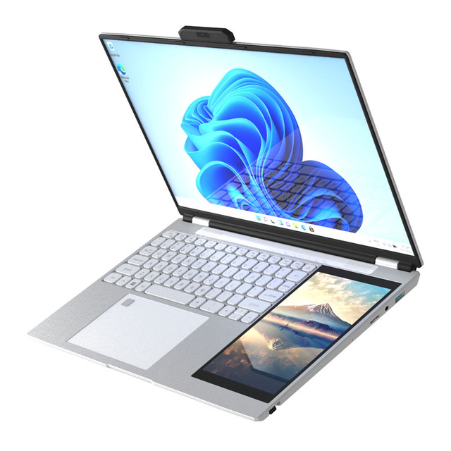 Wholesale Brand New 15.6Inch + 7Inch Dual Screen Business Laptop Win 11 Intel N100 DDR4 16GB SSD 256GB 512GB Ordinateur Portable