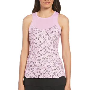 Custom OEM Woman 100% Polyester Tank Top Women's Doubles Printed Racerback Tennis Tank