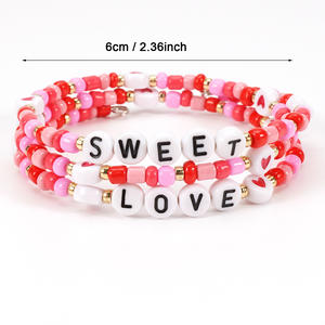 Bracelets romantiques perlés Love Xoxo Kiss Me Sweet en argile céramique, bijoux cadeau pour femme - Product Image 3