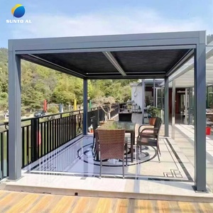 Auvent rétractable motorisé SUNTO en aluminium pliable, imperméable, bioclimatique, pergola à lames orientables, revêtement en poudre, écologique, extérieur - Product Image 1
