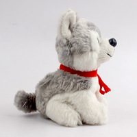 Lindo Husky de peluche Animal Husky Siberiano perro de juguete de felpa con la bufanda roja