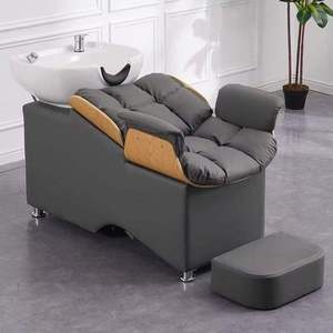 Fauteuil de lavage moderne en mousse haute densité confortable pour salon de coiffure et spa avec bac en céramique blanc/noir pour salon Baer - Product Image 5